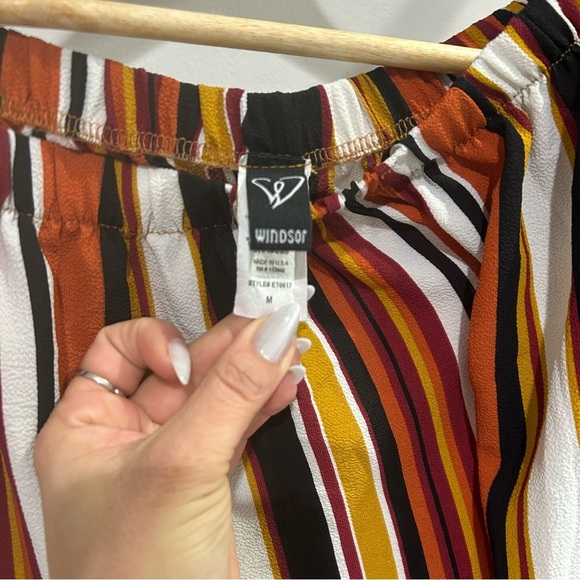 Windsor Striped Off-Shoulder Blouse Orange, Brown and Black - Medium - Picture 9 of 10